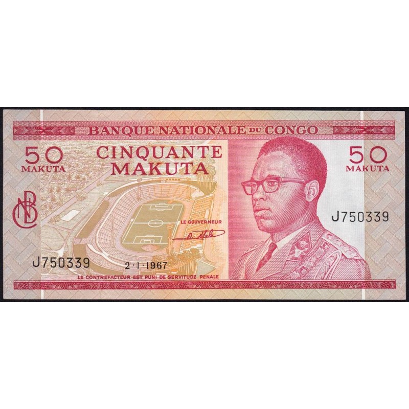 Congo (Kinshasa) - Pick 11a - 50 makuta - Série J - 02/01/1967 - Etat : NEUF