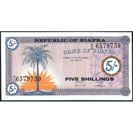 Biafra - Pick 1 - 5 shillings - Série A/O - 1968 - Etat : NEUF