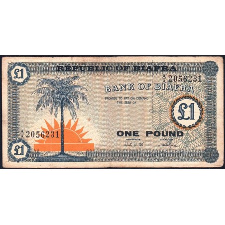 Biafra - Pick 2 - 1 pound - Série A/A - 1968 - Etat : TB-