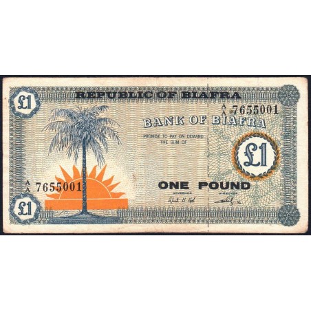 Biafra - Pick 2 - 1 pound - Série A/A - 1968 - Etat : TB