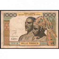 Côte d'Ivoire - Pick 103Ae - 1'000 francs - Série X.55 - Sans date (1967) - Etat : TB-