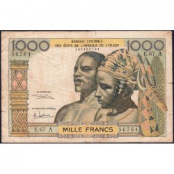 Côte d'Ivoire - Pick 103Af - 1'000 francs - Série E.67 - Sans date (1969) - Etat : TB-