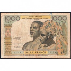 Côte d'Ivoire - Pick 103Af - 1'000 francs - Série A.71 - Sans date (1969) - Etat : TB-