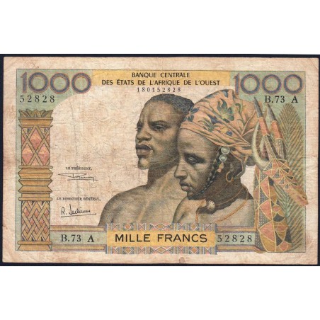 Côte d'Ivoire - Pick 103Af - 1'000 francs - Série B.73 - Sans date (1969) - Etat : TB-