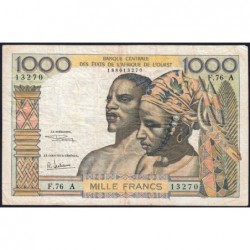 Côte d'Ivoire - Pick 103Ag - 1'000 francs - Série F.76 - Sans date (1970) - Etat : TB