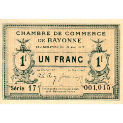 Bayonne - Pirot 21-45 - 1 franc - Série 17 - 19/05/1917 - Etat : SUP