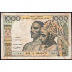 Côte d'Ivoire - Pick 103Ag - 1'000 francs - Série U.79 - Sans date (1970) - Etat : TB-