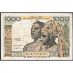 Côte d'Ivoire - Pick 103Ag - 1'000 francs - Série X.79 - Sans date (1970) - Etat : TB