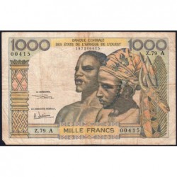 Côte d'Ivoire - Pick 103Ag - 1'000 francs - Série Z.79 - Sans date (1970) - Etat : TB-
