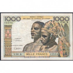 Côte d'Ivoire - Pick 103Ag - 1'000 francs - Série V.80 - Sans date (1970) - Etat : TB+