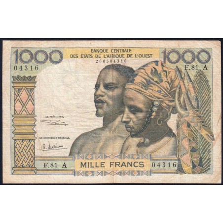 Côte d'Ivoire - Pick 103Ag - 1'000 francs - Série F.81 - Sans date (1970) - Etat : TB