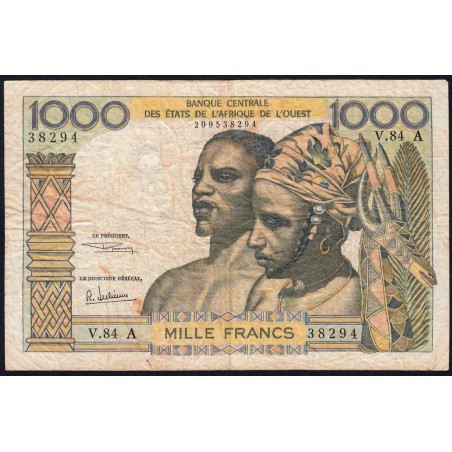 Côte d'Ivoire - Pick 103Ag - 1'000 francs - Série V.84 - Sans date (1970) - Etat : TB-