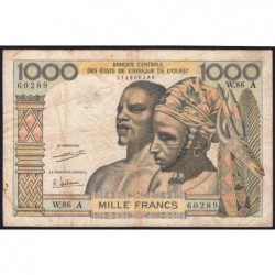 Côte d'Ivoire - Pick 103Ah - 1'000 francs - Série W.86 (remplacement) - Sans date (1971) - Etat : TB-