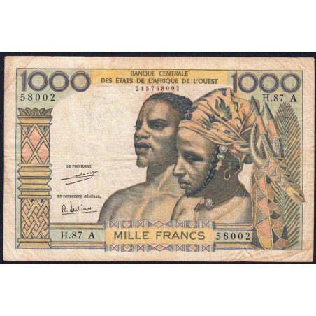 Côte d'Ivoire - Pick 103Ah - 1'000 francs - Série H.87 - Sans date (1971) - Etat : TB-