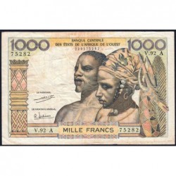 Côte d'Ivoire - Pick 103Ah - 1'000 francs - Série V.92 - Sans date (1971) - Etat : TB