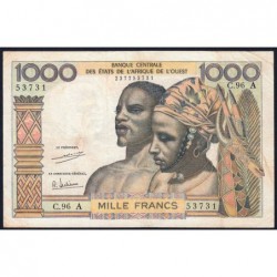 Côte d'Ivoire - Pick 103Ah - 1'000 francs - Série C.96 - Sans date (1971) - Etat : TB+