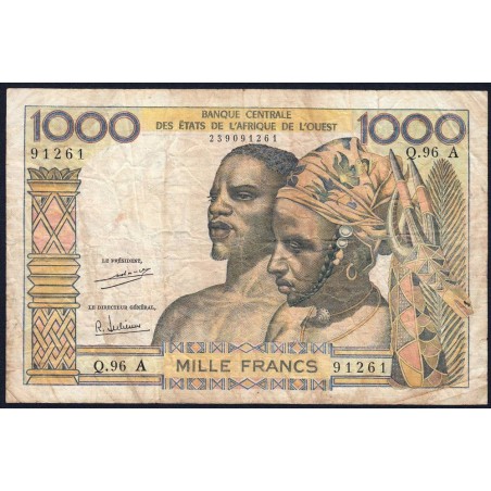 Côte d'Ivoire - Pick 103Ah - 1'000 francs - Série Q.96 - Sans date (1971) - Etat : TB-