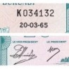 Burundi - Pick 15 - 20 francs - Série K - 20/03/1965 (1966) - Etat : NEUF