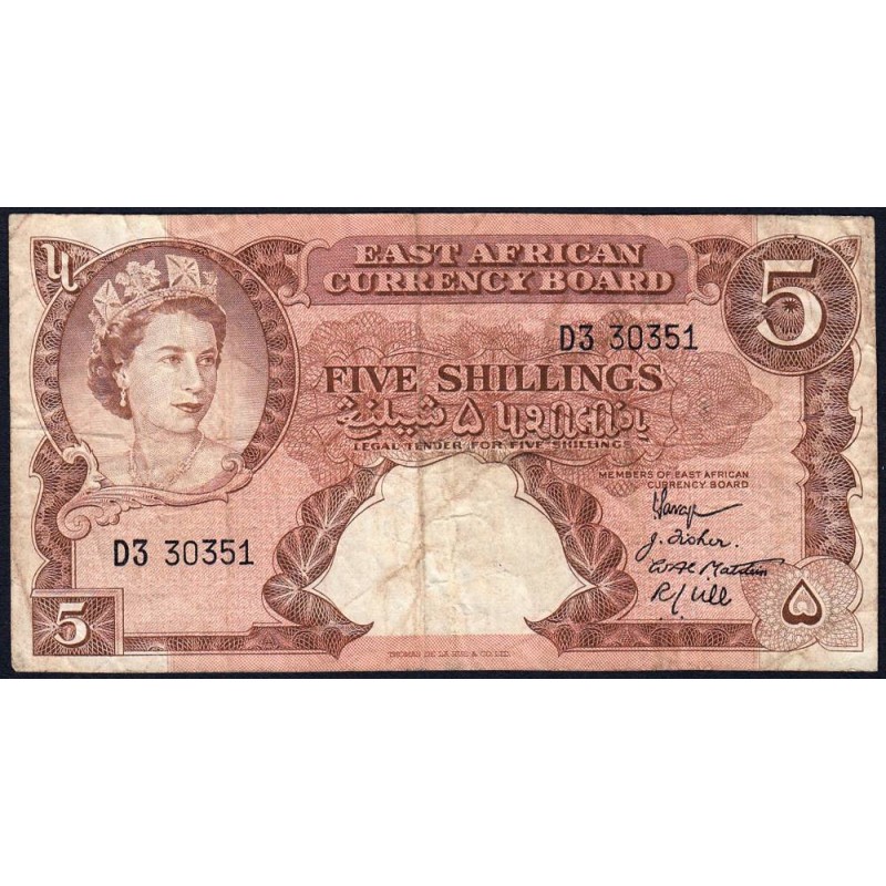 Afrique Orientale Britannique - Pick 37 - 5 shillings - Série D3 - 1958 - Etat : TB-