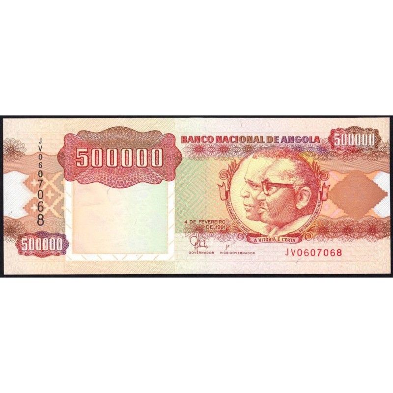 Angola - Pick 134 - 500'000 kwanzas - Série JV - 04/02/1991 - Etat : NEUF