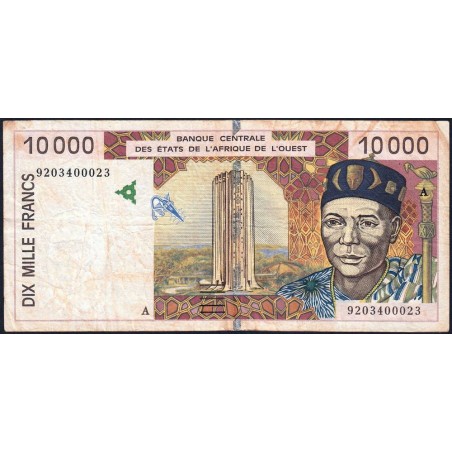 Côte d'Ivoire - Pick 114Aa - 10'000 francs - 1992 - Etat : TB-