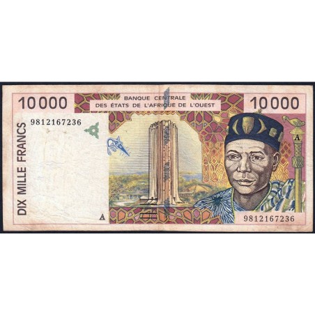 Côte d'Ivoire - Pick 114Af - 10'000 francs - 1998 - Etat : TB-