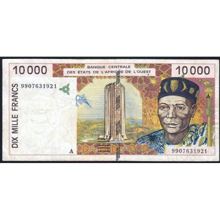 Côte d'Ivoire - Pick 114Ah - 10'000 francs - 1999 - Etat : TB