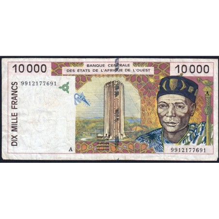 Côte d'Ivoire - Pick 114Ah - 10'000 francs - 1999 - Etat : TB