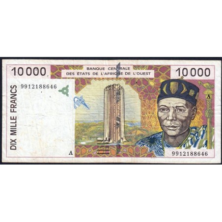 Côte d'Ivoire - Pick 114Ah - 10'000 francs - 1999 - Etat : TB