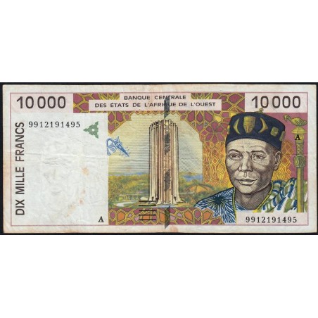 Côte d'Ivoire - Pick 114Ah - 10'000 francs - 1999 - Etat : TB