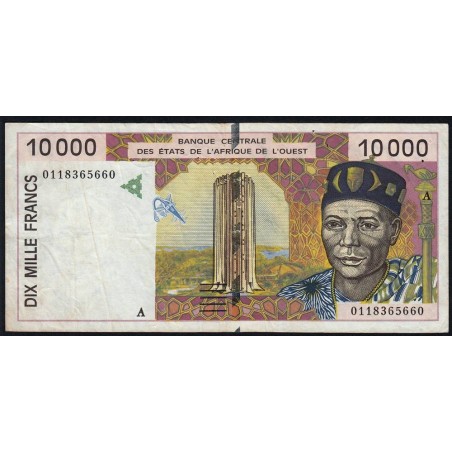 Côte d'Ivoire - Pick 114Aj - 10'000 francs - 2001 - Etat : TB+