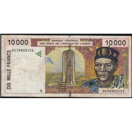 Côte d'Ivoire - Pick 114Aj - 10'000 francs - 2001 - Etat : B+