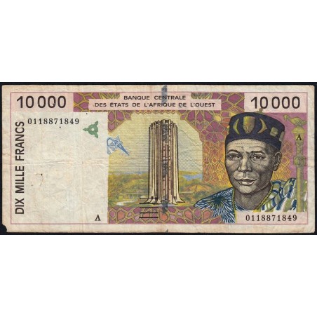 Côte d'Ivoire - Pick 114Aj - 10'000 francs - 2001 - Etat : TB-