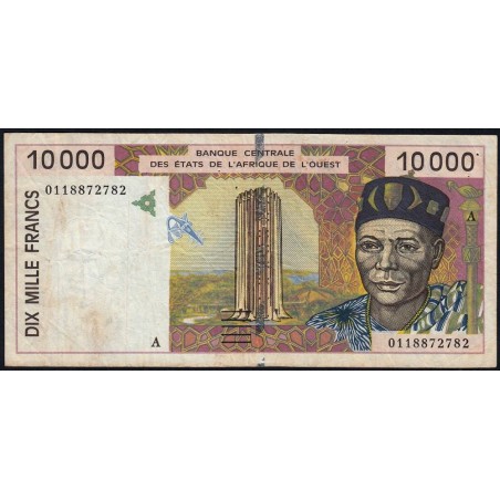 Côte d'Ivoire - Pick 114Aj - 10'000 francs - 2001 - Etat : TB-