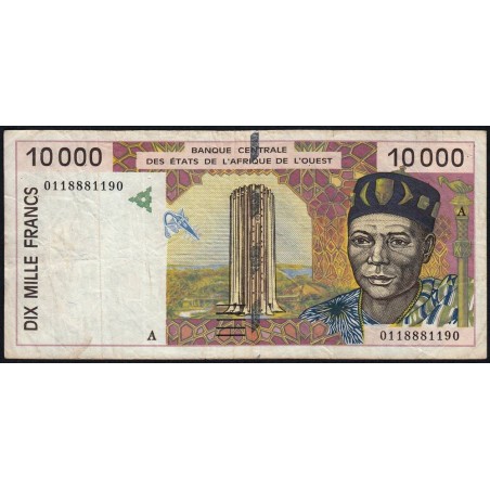 Côte d'Ivoire - Pick 114Aj - 10'000 francs - 2001 - Etat : TB