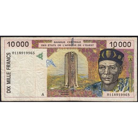 Côte d'Ivoire - Pick 114Aj - 10'000 francs - 2001 - Etat : TB-