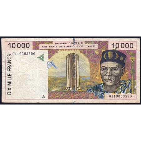 Côte d'Ivoire - Pick 114Aj - 10'000 francs - 2001 - Etat : TB-