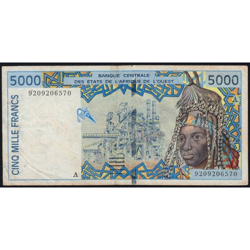 Côte d'Ivoire - Pick 113Aa - 5'000 francs - 1992 - Etat : TB