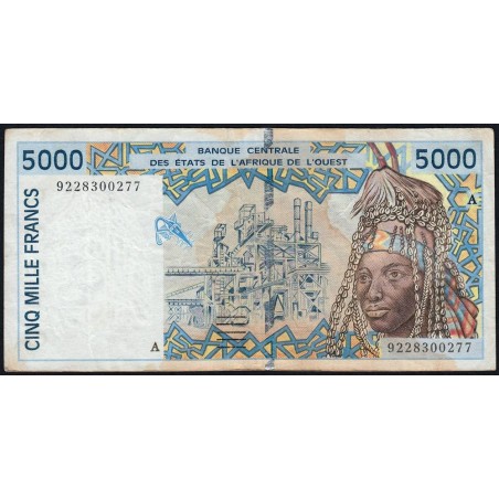 Côte d'Ivoire - Pick 113Aa - 5'000 francs - 1992 - Etat : TB-