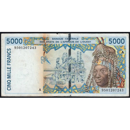 Côte d'Ivoire - Pick 113Ad - 5'000 francs - 1995 - Etat : TB-