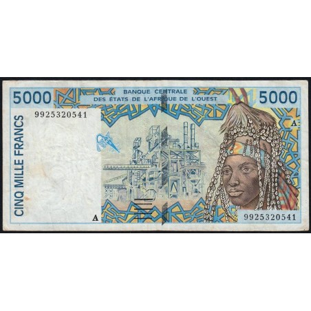 Côte d'Ivoire - Pick 113Ai - 5'000 francs - 1999 - Etat : TB