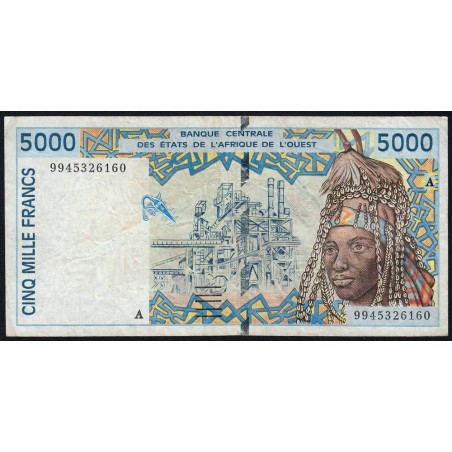 Côte d'Ivoire - Pick 113Ai - 5'000 francs - 1999 - Etat : TB