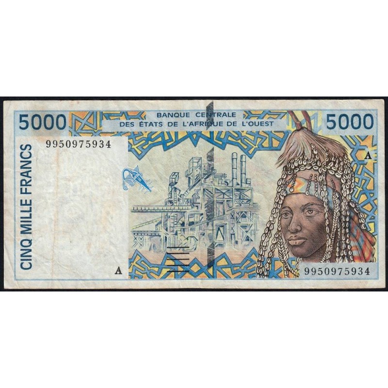 Côte d'Ivoire - Pick 113Ai - 5'000 francs - 1999 - Etat : TB-