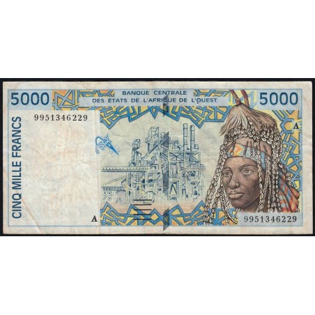 Côte d'Ivoire - Pick 113Ai - 5'000 francs - 1999 - Etat : TB-