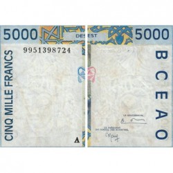 Côte d'Ivoire - Pick 113Ai - 5'000 francs - 1999 - Etat : TB