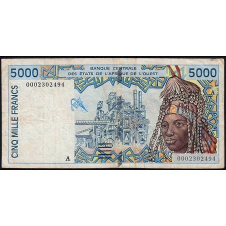 Côte d'Ivoire - Pick 113Aj - 5'000 francs - 2000 - Etat : TB-