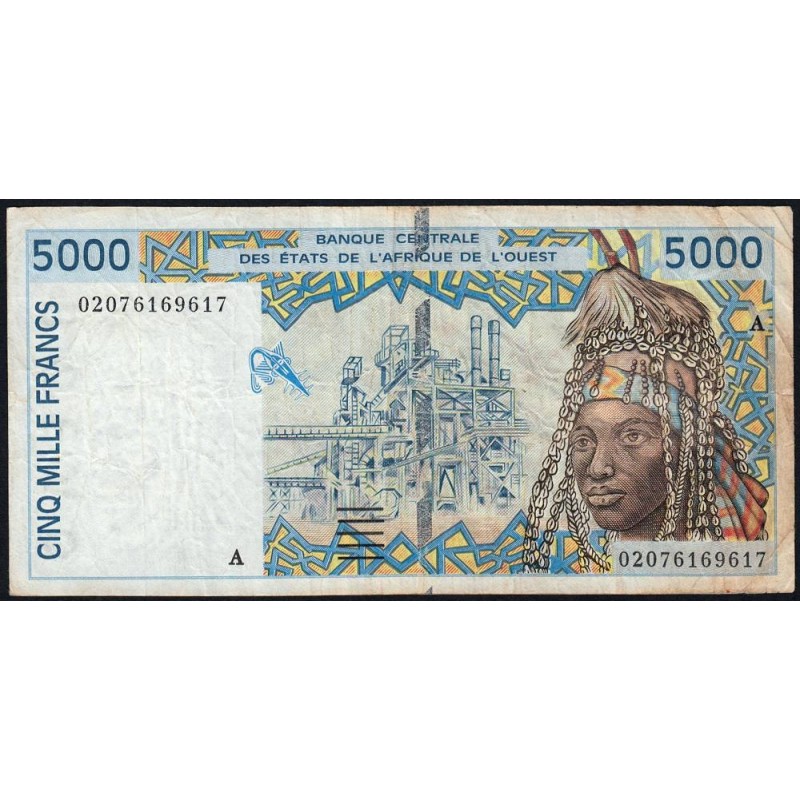 Côte d'Ivoire - Pick 113Al - 5'000 francs - 2002 - Etat : TB