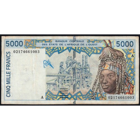 Côte d'Ivoire - Pick 113Al - 5'000 francs - 2002 - Etat : TB+