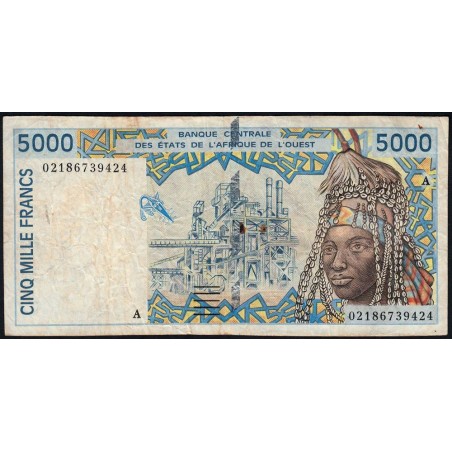 Côte d'Ivoire - Pick 113Al - 5'000 francs - 2002 - Etat : TB-