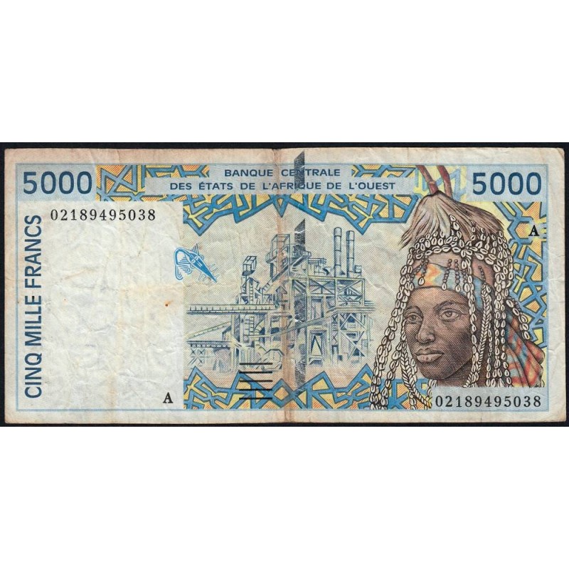 Côte d'Ivoire - Pick 113Al - 5'000 francs - 2002 - Etat : TB-